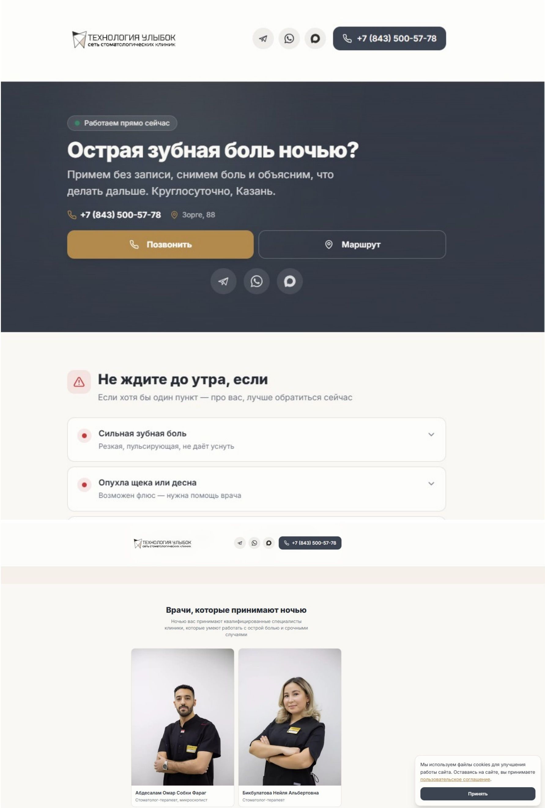 Лендинг «Острая боль / ночной приём»