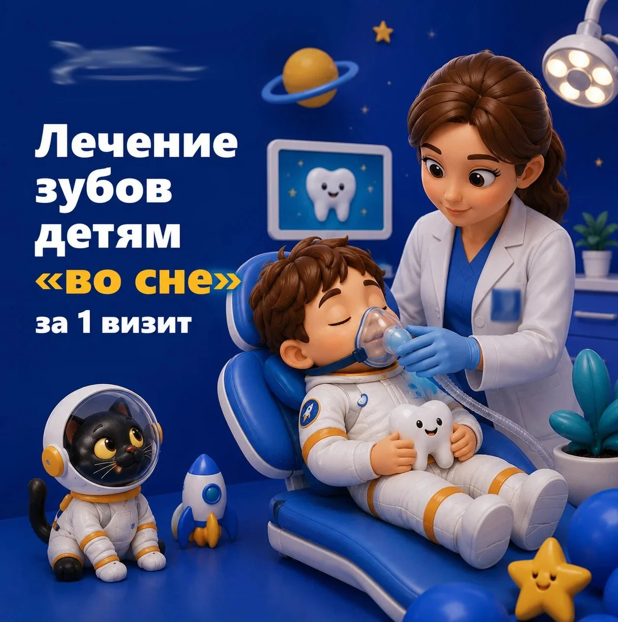 Лечение зубов детям во сне